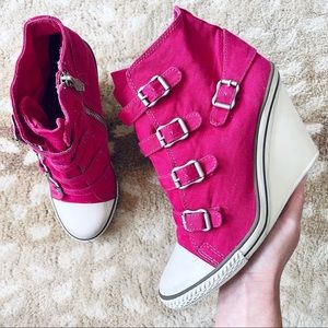 Ash Thelma Pink Canvas Wedge-Sneaker Size 39